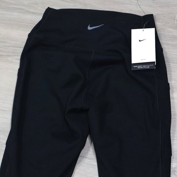 Nike One Women’s High-Waisted 7/8 Leggings Pockets Black - Picture 12 of 13